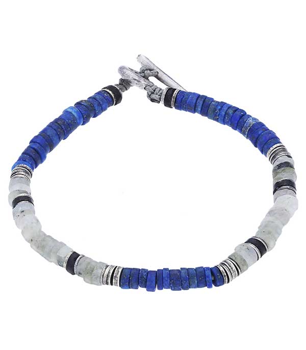 Bracelet perles Labradorites et Lapislazuli M.Cohen by Maor - Taille S
