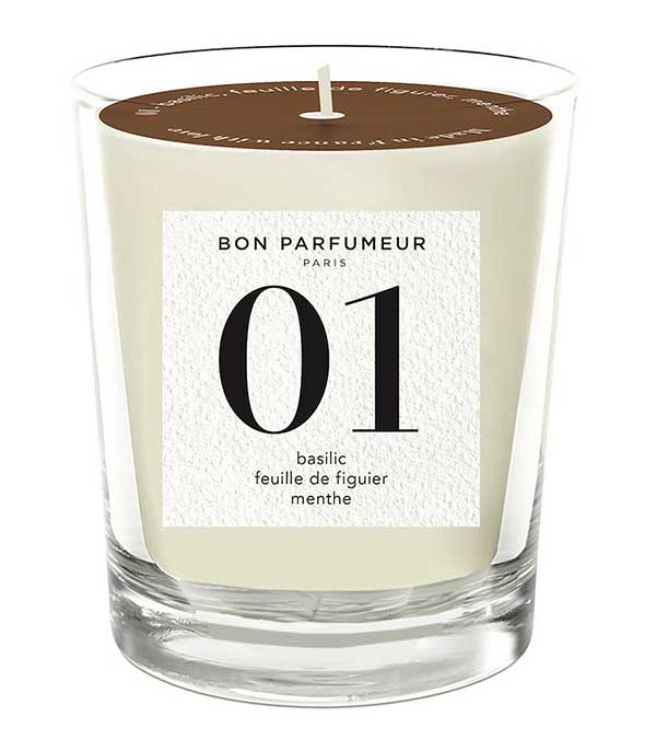 Bougie parfumée 01 Basilic, Feuilles de Figuier et Menthe Bon Parfumeur