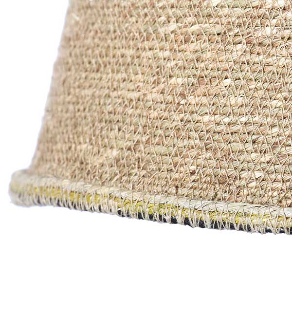 Suspension en jute beige Bohème liseré noir, jaune et kaki Manufactori