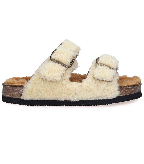 Sandales Shearling Champagne/Camel Bosabo