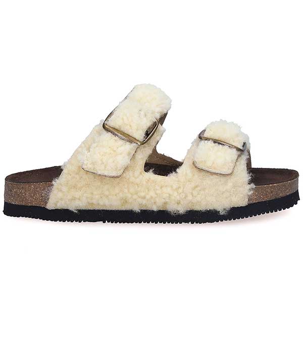 Sandales Shearling Beige/Marron Bosabo