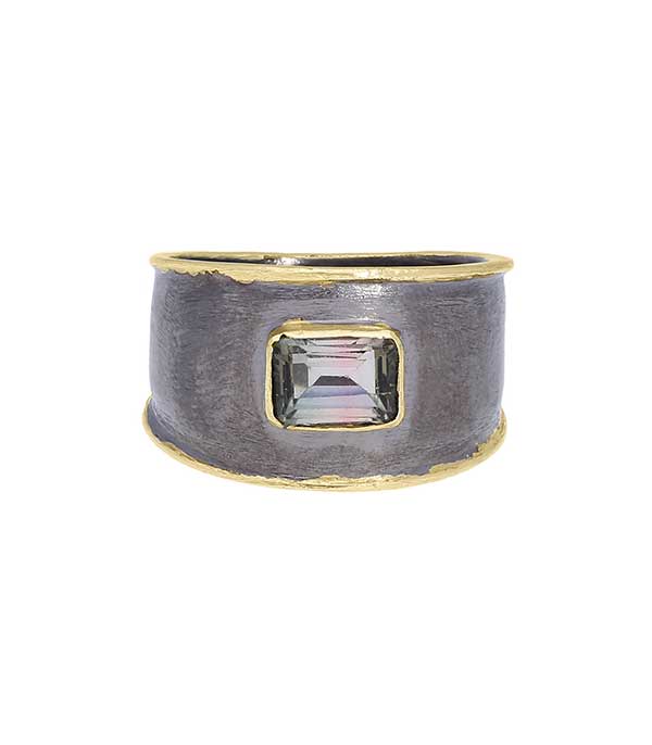 Bague chevalière Jaimie or 14k et argent noirci 5 Octobre - Taille 55