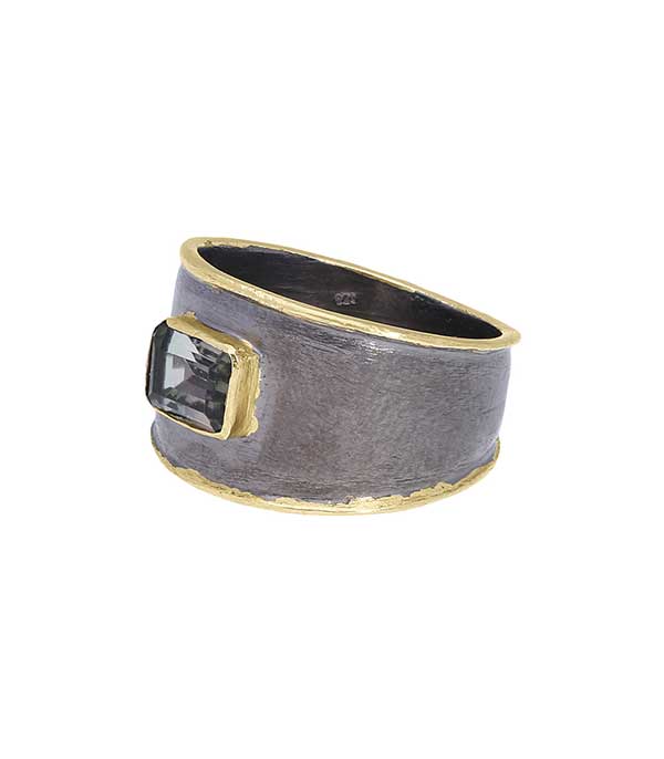 Bague chevalière Jaimie or 14k et argent noirci 5 Octobre