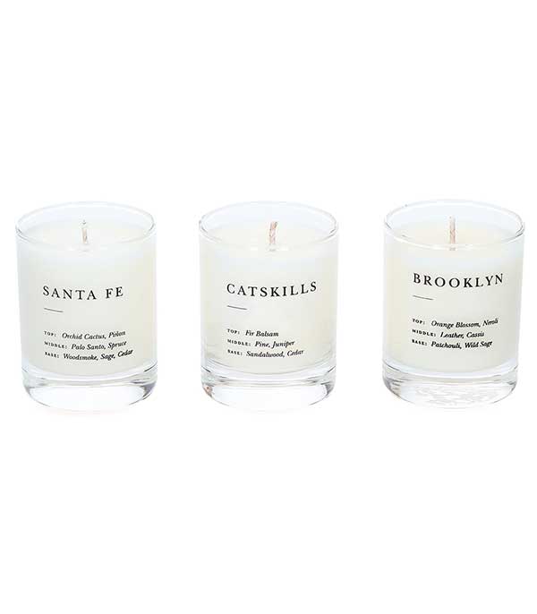 Coffret de 3 bougies végétales parfumées Escapist fumé et boisé Brooklyn Candle Studio