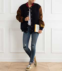 Tenue portée avec Jean Nico midrise super skinny bleu empiècement genoux
