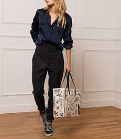 Tenue portée avec Baskets Francy Classic Cuir Suédé Marine