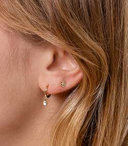 Tenue portée avec Boucles d'oreilles Lucky or jaune et diamants