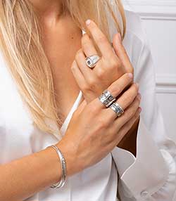 Tenue portée avec Chevalière chiffre 7 argent