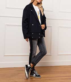 Tenue portée avec Baskets Francy Classic Cuir Suédé Marine