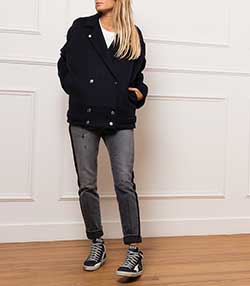 Tenue portée avec Baskets Francy Classic Cuir Suédé Marine