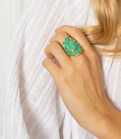 Tenue portée avec Bague Navajo plaqué or et turquoise