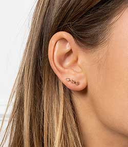 Tenue portée avec Boucles d'oreilles Kad  argent, or et diamants