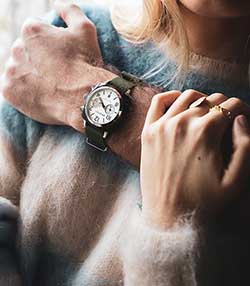 Tenue portée avec Montre Clubmaster Classic Chrono Tortoise - Kaki/Blanc