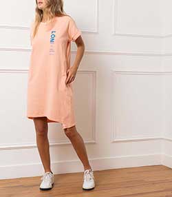Tenue portée avec Robe tee-shirt Abby orange x Jane de Boy