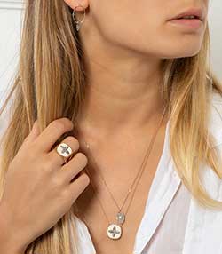 Tenue portée avec Collier Bowie Blanc et diamants