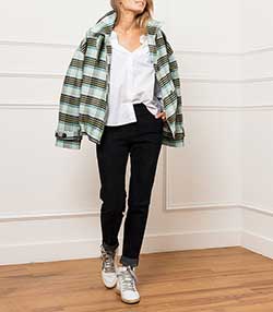 Tenue portée avec Baskets Sky-Star Cuir Blanc Etoile Noire