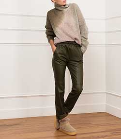 Tenue portée avec Pantalon en cuir kaki