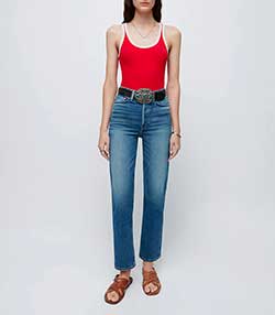 Tenue portée avec Jean Western Blue 70s Stovepipe