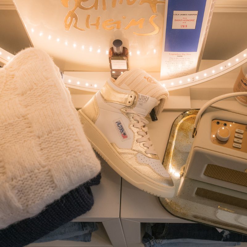 Baskets montantes Autry Blanc et Doré