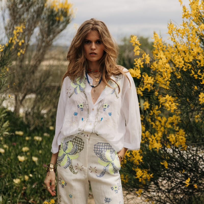 Tenue bohème Forte Forte Ensemble blanc et motifs bohèmes