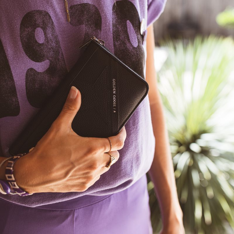 Pochette Golden Goose Pochette en cuir noir Golden Goose