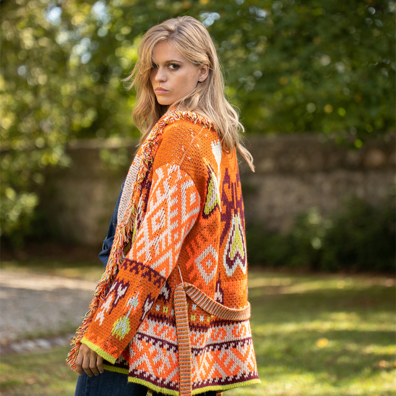 Cardigan en maille orange