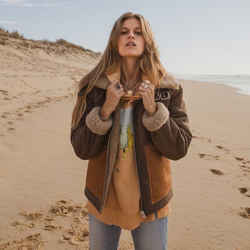 Blouson bombardier en cuir Veste bomber légère